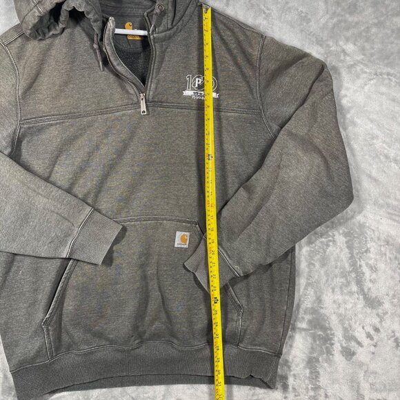 Distressed Carhartt 1/4 Quarter Zip Gray Hoodie Mens Size XL Tall Fading Stains - Picture 9 of 12